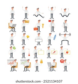 boy character avatars in various pose illustration