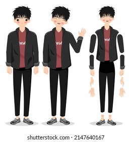 Boy Character with Black Jacket