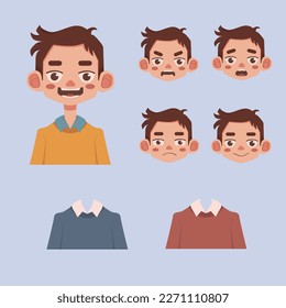 Boy character design with different expression