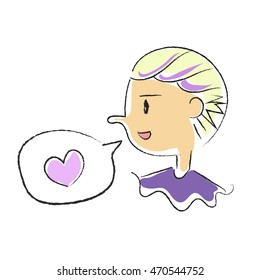 Boy character design in doodle cute minimal style with black outline on white background