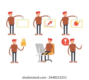 personaje de niño en diferentes poses set Ilustración vectorial