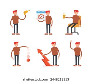 boy character in different poses set vector illustration