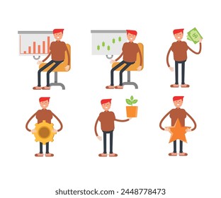 boy character in different poses set vector illustration