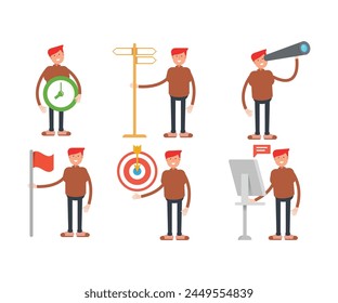personaje de niño en diferentes poses set Ilustración vectorial