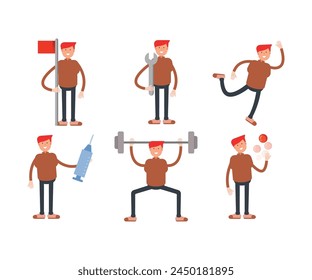 boy character in different poses set vector illustration