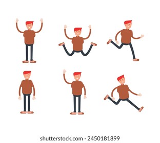 boy character in different poses set vector illustration