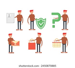 boy character in different poses set vector illustration