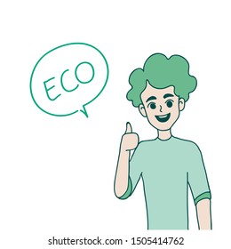 boy character with Eco lifestyle concept design of vector.