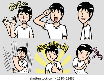 A boy character emotional vector