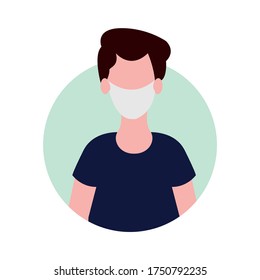 Boy character with face mask - flat vector illustration