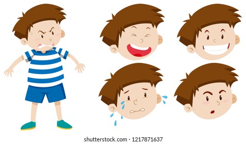 Boy character with facial expression illustration