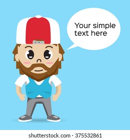 Boy character, hipster style - vector illustration