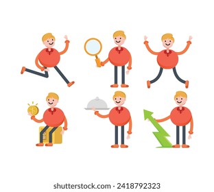 boy character icons in various poses vector illustration