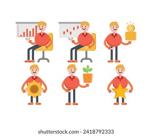 boy character icons in various poses vector illustration
