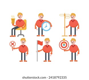boy character icons in various poses vector illustration