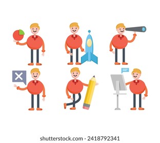 boy character icons in various poses vector illustration
