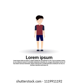 boy character male template for design animation on white background full length copy space flat vector illustration