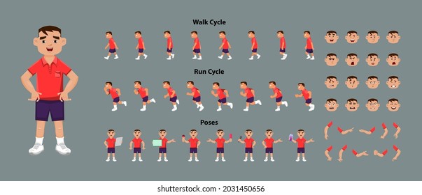 Boy Character Model Sheet Walk Cycle Stock Vector (Royalty Free ...