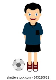 A boy character on flat design, playing football after school theme