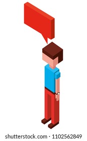 boy character speech bubble isometric