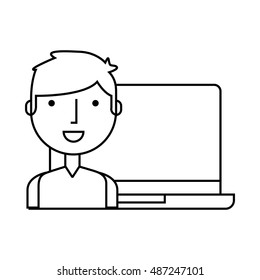 boy character student with school supplies vector illustration design