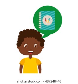 boy character student with school supplies vector illustration design