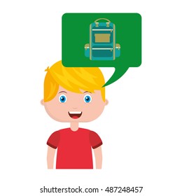boy character student with school supplies vector illustration design