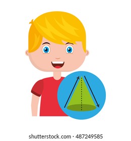 boy character student with school supplies vector illustration design