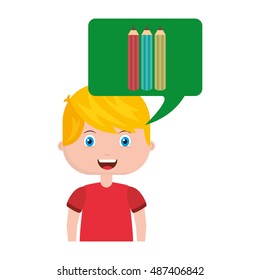 boy character student with school supplies vector illustration design
