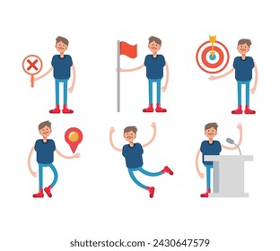 boy character in various poses characters illustration