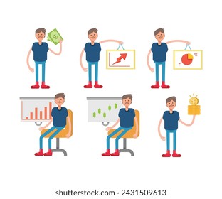 boy character in various poses characters illustration