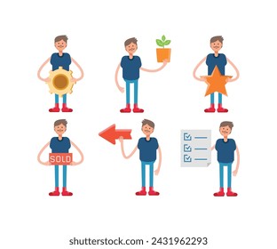 boy character in various poses characters illustration