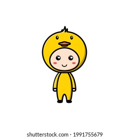 boy character wearing duck costume on white background