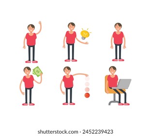 boy characters in different poses vector set