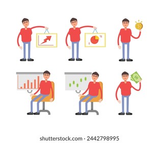 boy characters set in various poses vector illustration