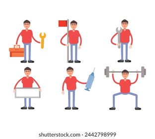 boy characters set in various poses vector illustration