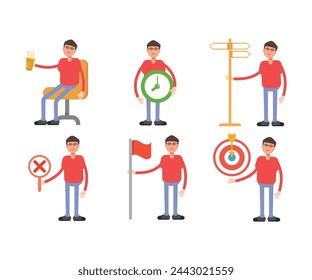 boy characters set in various poses vector illustration