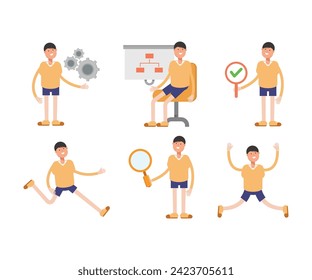 boy characters set vector illustration