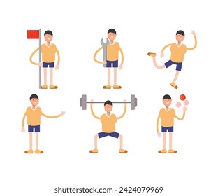 boy characters set vector illustration