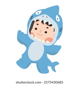 Boy characters in shark costume,