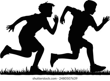 boy is chasing another boy vector illustration