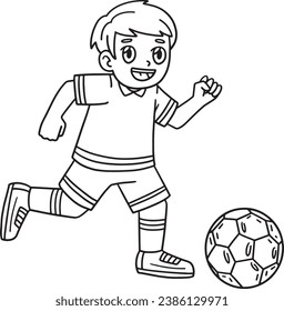 Página De Colores Aislados De Bola De Fútbol De Boy Chasing 