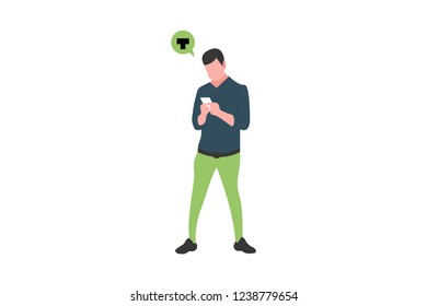 Boy Chatting Texting, Social Network Communication Concept