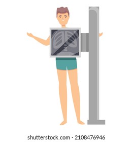 Boy chest scan icon cartoon vector. Radiology doctor. Medical machine