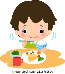 A boy chewing Jpanese meals well svg