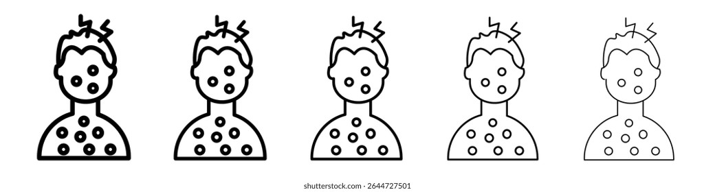 Boy chicken pox icon flat illustration set logo
