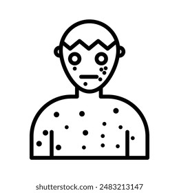 Icono de varicela niño marca de logotipo lineal en blanco y negro