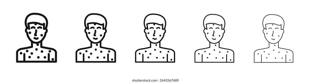 Boy chicken pox icon vector outline set illustration sign