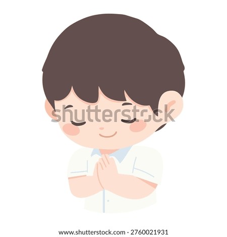 Boy child apologizing with wai gesture