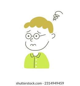 boy, child, kid, anxiety, worry, uneasy, anxious, feel nervous, concern, vector, illustration